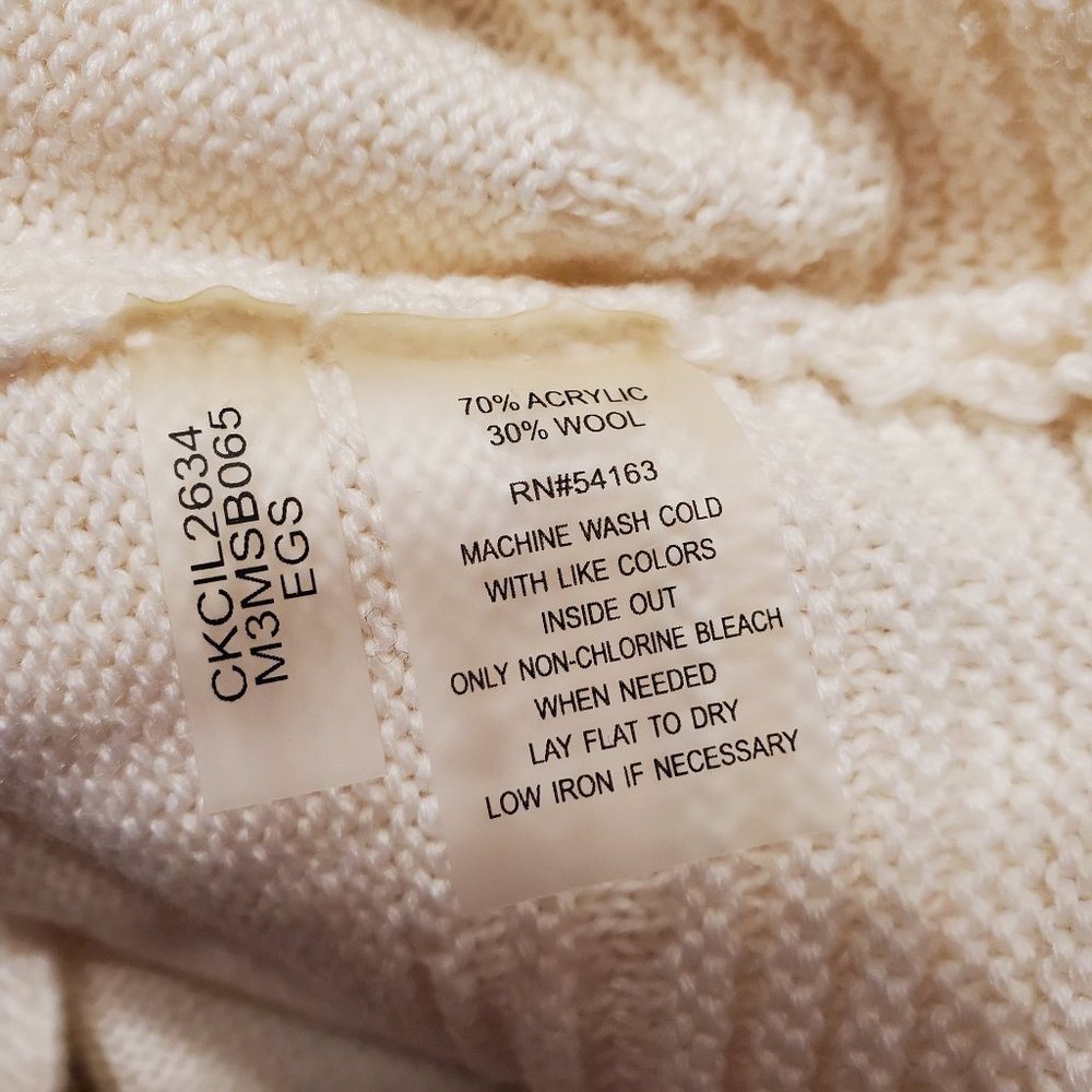 Calvin Klein Cowl Neck Sweater Large Cream Turtleneck NWOT - Picture 7 of 8